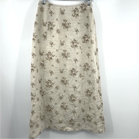 Laura Ashley Dresses & Skirts - Vintage 90’s Y2k Laura Ashley 100% Linen Floral Skirt Size US 6